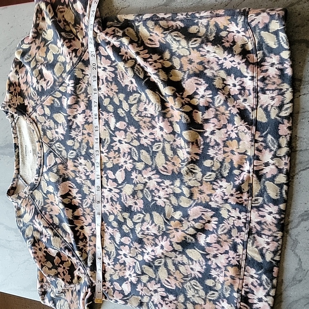 SONOMA Floral Print Long Sleeve Sweatshirt Style Top Black Rose Beige Tan sz XL - Picture 8 of 10